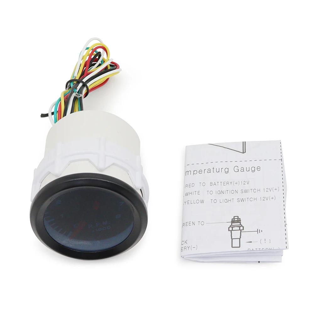 2\'\' 52mm Universal Smoke Lens Auto Tachometer White LED 0-8000 RPM Gauge Car Meter For 1-8 Cylinders Gasoline Car