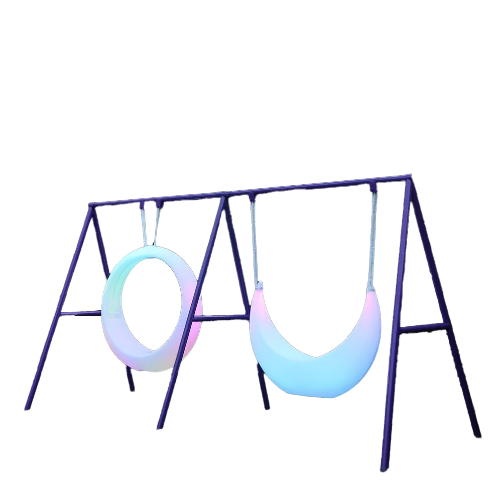 Solar Powered LED Moon Swing Chair for Garden Patio Outdoor Fabrication Services Crescent Moon Light Decorative Lounge Chair