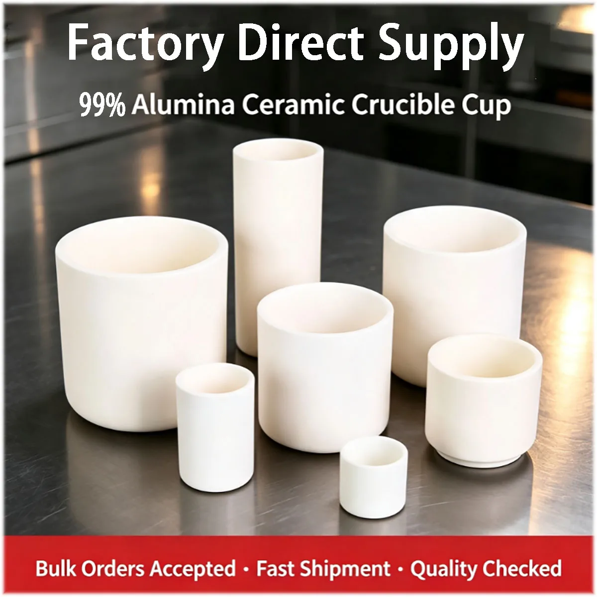 2‑145ml 99% Alumina Ceramic Crucible Straight Round Corundum Cup High Temp Resistant for Lab Sample Melting Sintering Test