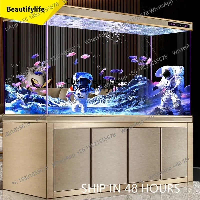 

2003 Arowana tank living room aquarium bottom filter ultra-white glass partition ecological goldfish tank automatic water change