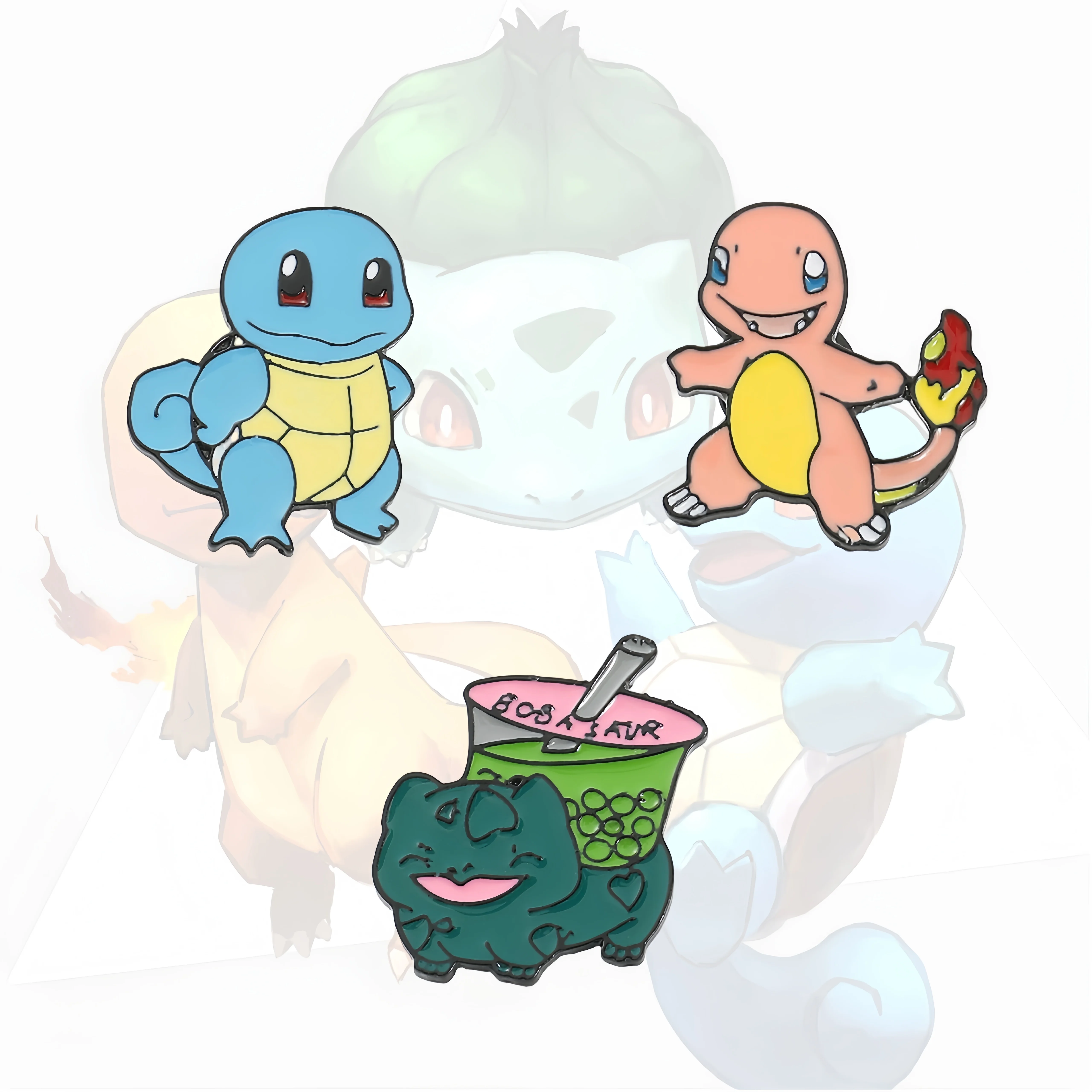 

Pokemon Bulbasaur Squirtle Charmander Anime Brooch Durable Metal Enamel Pin, Decorative Brooch, Cute Jewelry Accessory