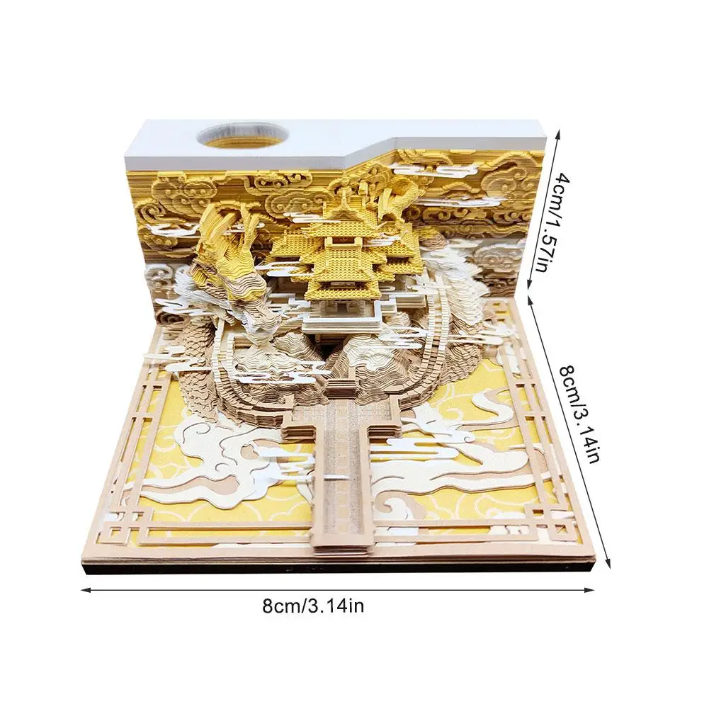3d Three-dimensional Note Paper Gift Notepad Architecture Sticky Calendar 3d House Notes Ancient Calendar B6c8