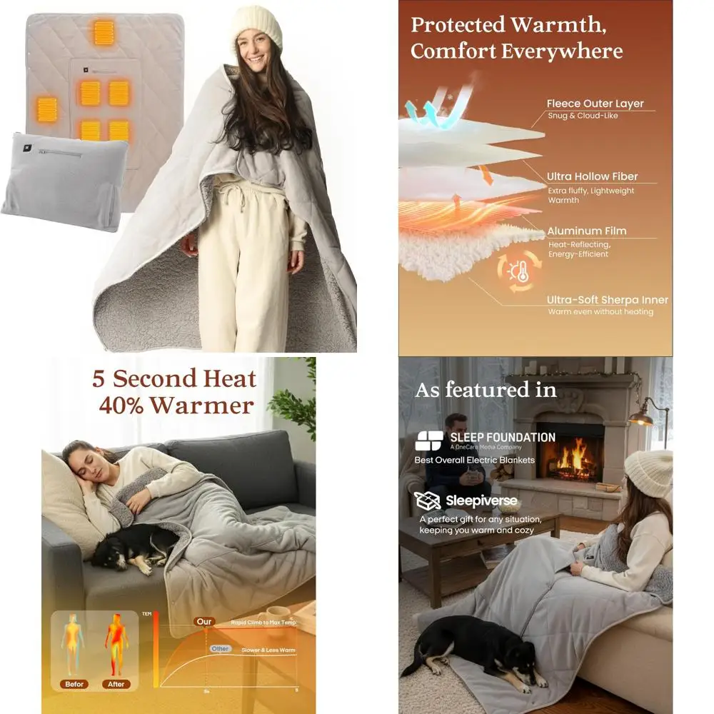 

Портативное беспроводное электрическое одеяло с аккумулятором емкостью 10000 мАч, размер 50x60, перезаряжаемое для взрослых