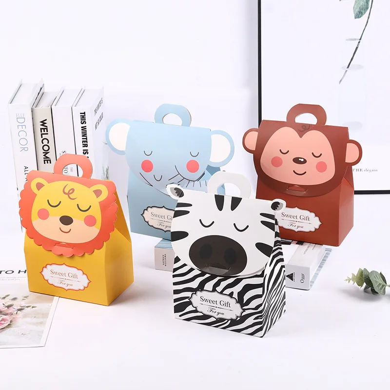 

Large Animal Candy Box for Children Birthday Party Zebra Elephant Lion Monkey Gift Box Chocolate Cookie Candy Cake Box Packaging