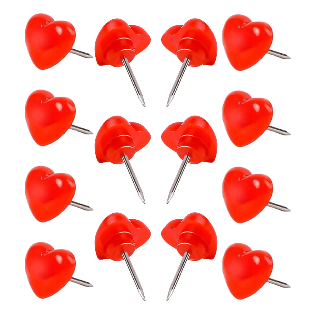 

Heart Shaped Pin 50pcs Stainless Steel Red Plastic Wall Thumb Tacks Cute Decorative Pushpins for Bulletin Cork Boards Photos