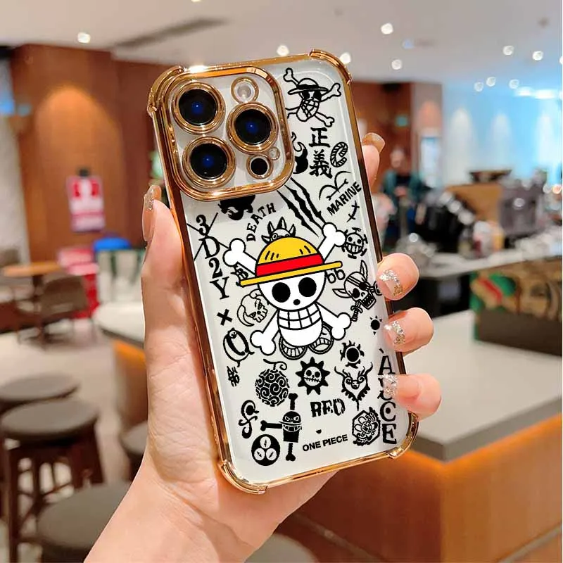O-One Pieces Logo für Xiaomi POCO X8 X7 X6 X5 F8 F7 Mi 17 15 14T 13 Redmi 15 14C 13C Funda Silikon Soft Capa Plating Handyhülle