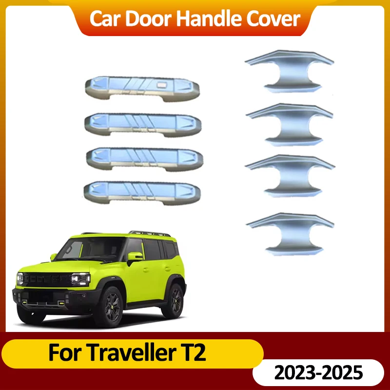 For Jetour T2 Traveller 2023 2024 2025 Silver Door Handle Cover Sticker Auto Exterior Scratch Resistant Car Decorate Accessories