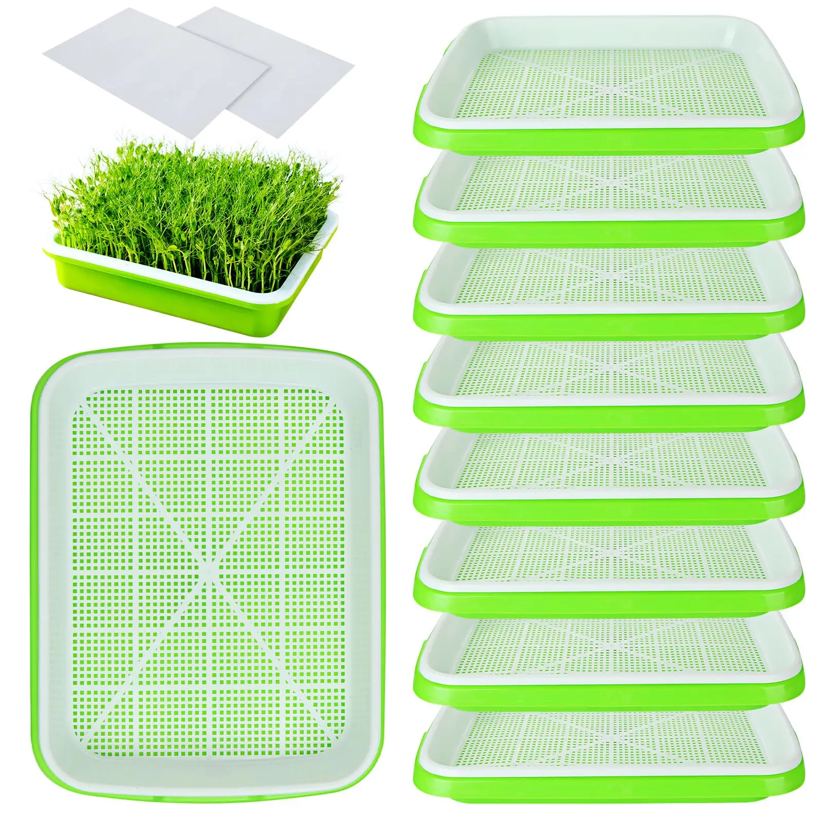 Bandeja de germinación de microgreens, bandeja hidropónica/protección para sistemas hidropónicos hortícolas, bandeja para jardín, vivero en maceta