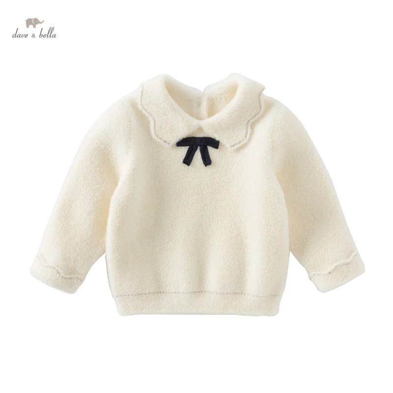 Dave Bella 2024 New Winter Girls Baby Children Top Knitted Sweater Pullover Fashion Casual Sweet Cute Gentle Knitwear DB4243849