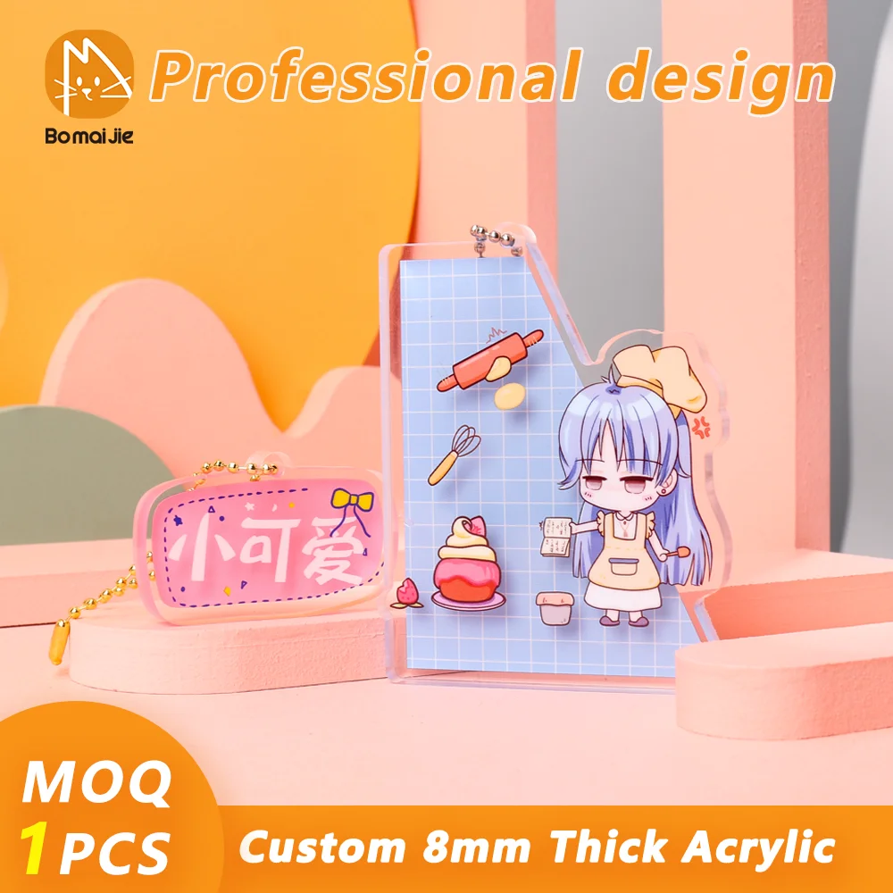 Maßgefertigter 8mm Dicker Acryl-Schlüsselanhänger und Standee Individualisierte Anime-Anhänger Hologramm Transparent Personalisierte Designer-Autoschlüsselanhänger