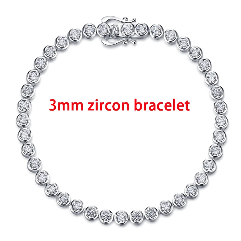 TFGLBU 3mm All Brilliant Cut Certified Bubble Moissanite Bracelet for Women Glassic 925 Sterling Silver Fine Top-Quality Jewelry