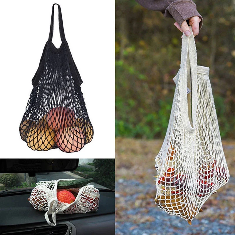 Reusable Grocery Produce Bags Cotton Mesh Ecology Market String Net Tote Bag Kitchen Fruits Vegetables Hanging Home