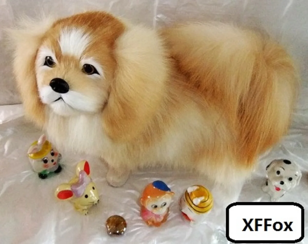 

big real life natural colour dog model plastic&furs Pekingese dog gift about 32x25cm xf1595