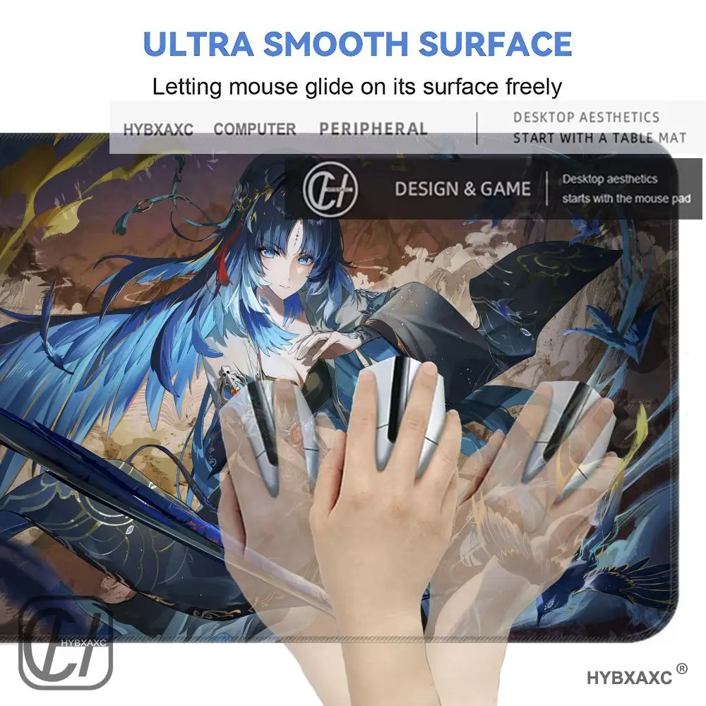 HYBXAXC New Wuthering Waves Yangyang Xuanling Mousepad HD Printing Office Gaming Nonslip Pad Anime Girl Keyboard Overlock Mat