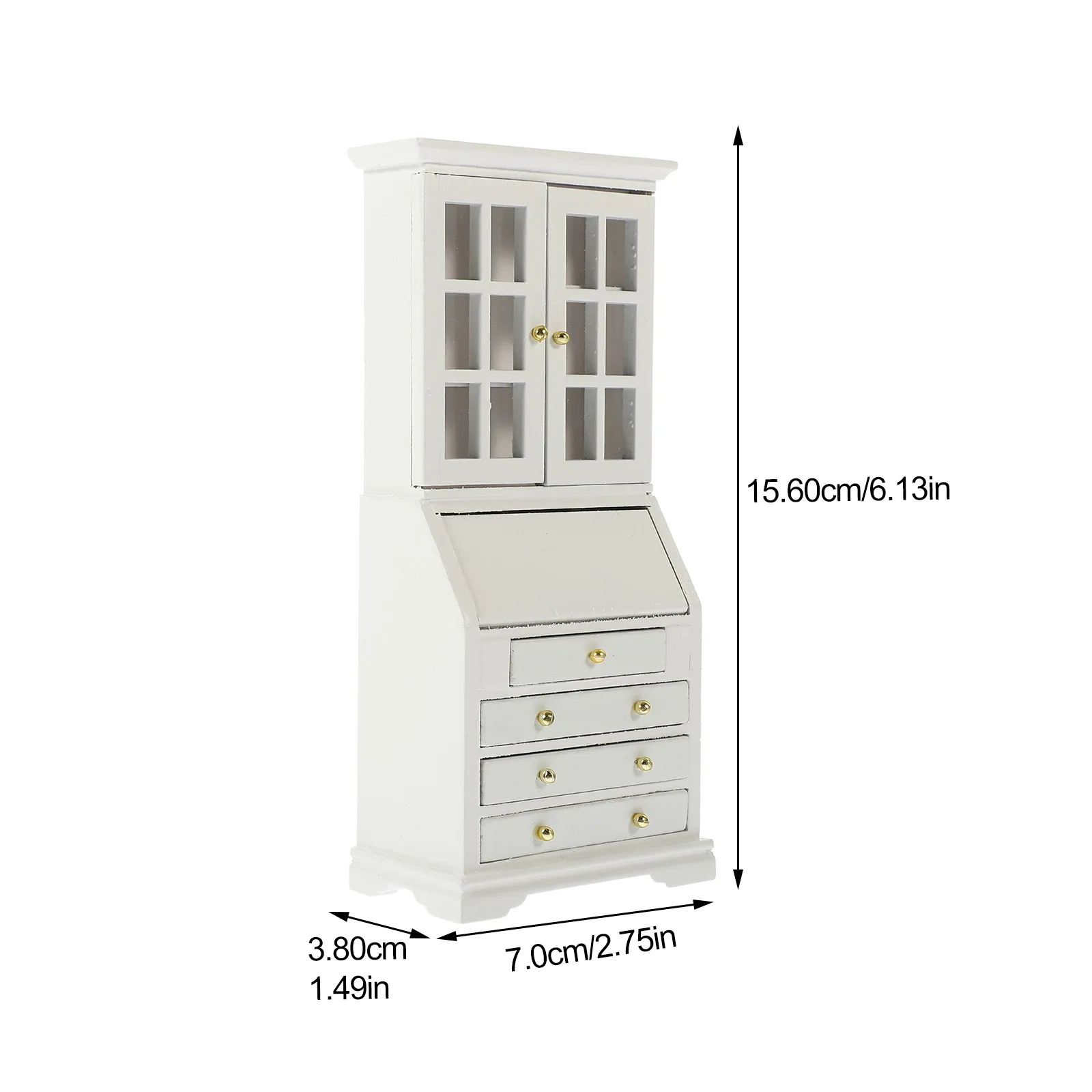 Gabinete de almacenamiento en miniatura, mueble de casa de muñecas de madera blanca, estantería, decoración de escritorio, dormitorio, sala de estar, estudio, miniaturas