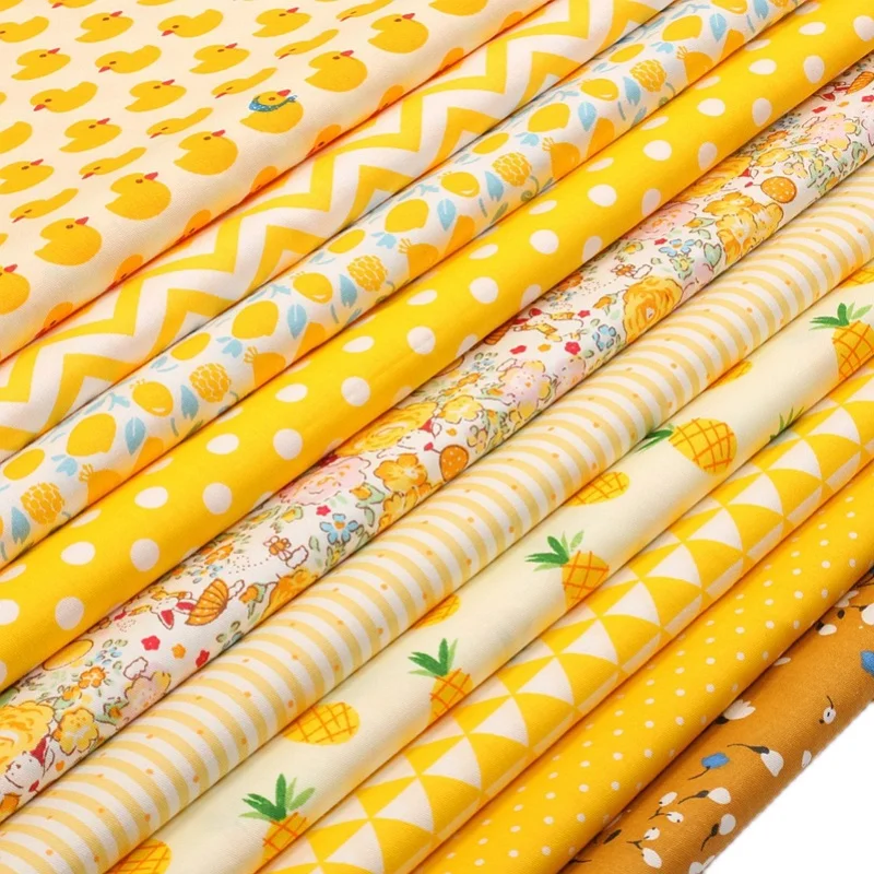 Yellow Patchwork Fabric 100% Cotton Material For Sewing quilting diy Cloth by Half Meter