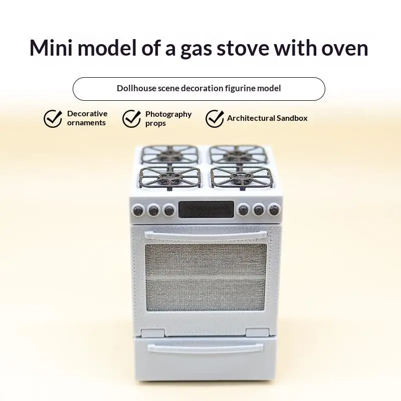 Miniature Gas Stove With Oven Model 1/12 Dollhouse Kitchen Scene Decoration Dollhouse Sand Table Photo Props Pretend Play Toys