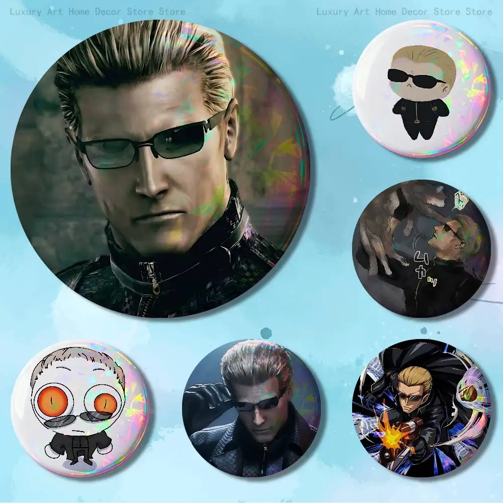 

Cool A-Albert W-Wesker Enamel Pin Tinplate Round Brooch Cosplay Nijigen Otaku Culture Badges 58mm 44mm 32mm 75mm 25mm