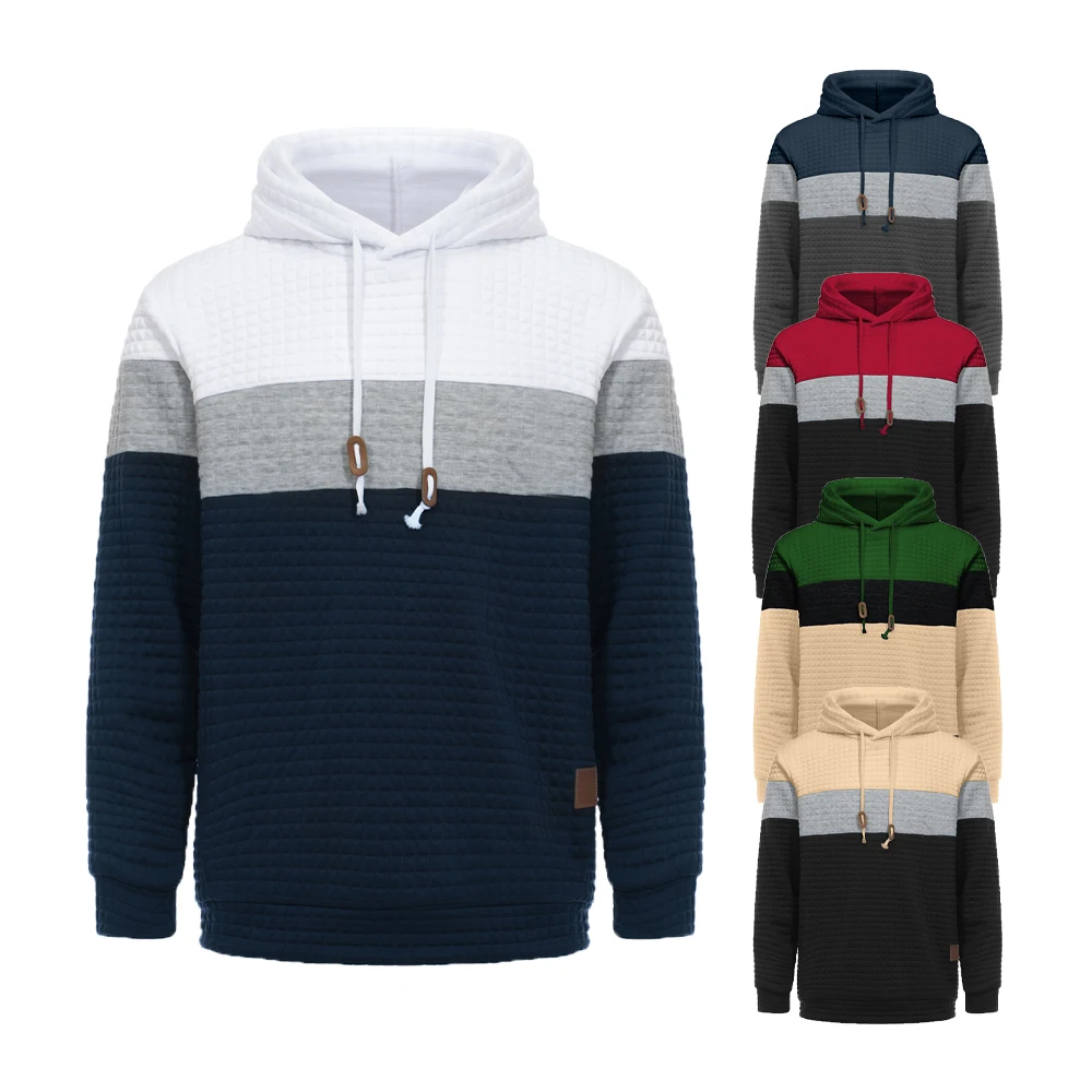 

Мужская Трехцветная сетчатая толстовка с капюшоном, повседневный Модный пуловер, повседневный стиль, весна и осень