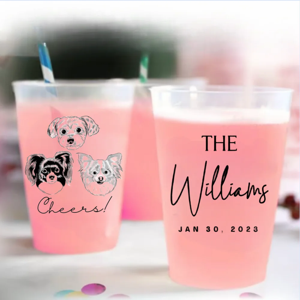 Custom Plastic Cups for Wedding Favors, Personalized Frosted Cups, Wedding Favors for Birthday Party, Plastic Cups Dressing