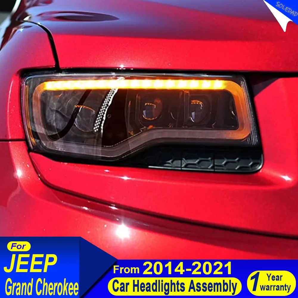 Car for Jeep Grand Cherokee Head Lights 2014-2021 Grand Cherokee Headlight DRL Turn Signal High Beam Projector Lens  Accessories