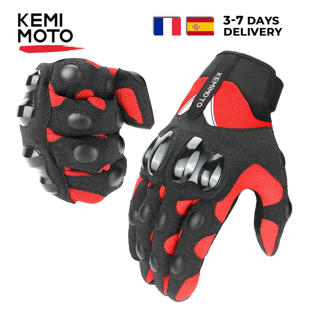 KEMIMOTO-Guantes protectores para motocicleta para hombre y mujer, manoplas transpirables para pantalla táctil, Motocross, Verano