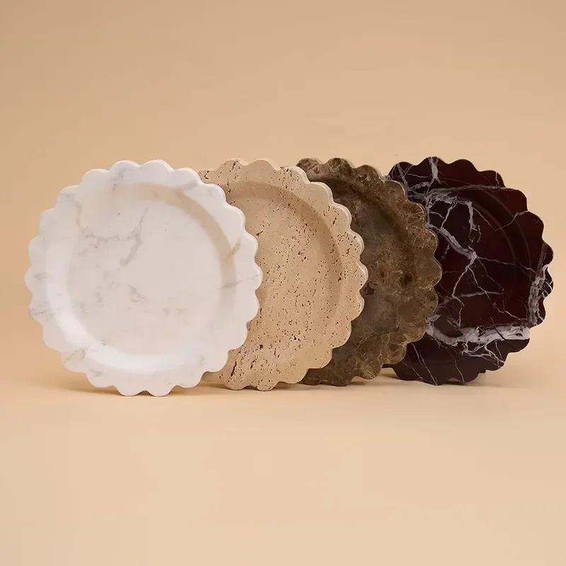 Custom Eco-friendly Stone Food Serving Tray Snack Fruit Plate Home Hotel Kitchen Decor Marble Serving Display Tray