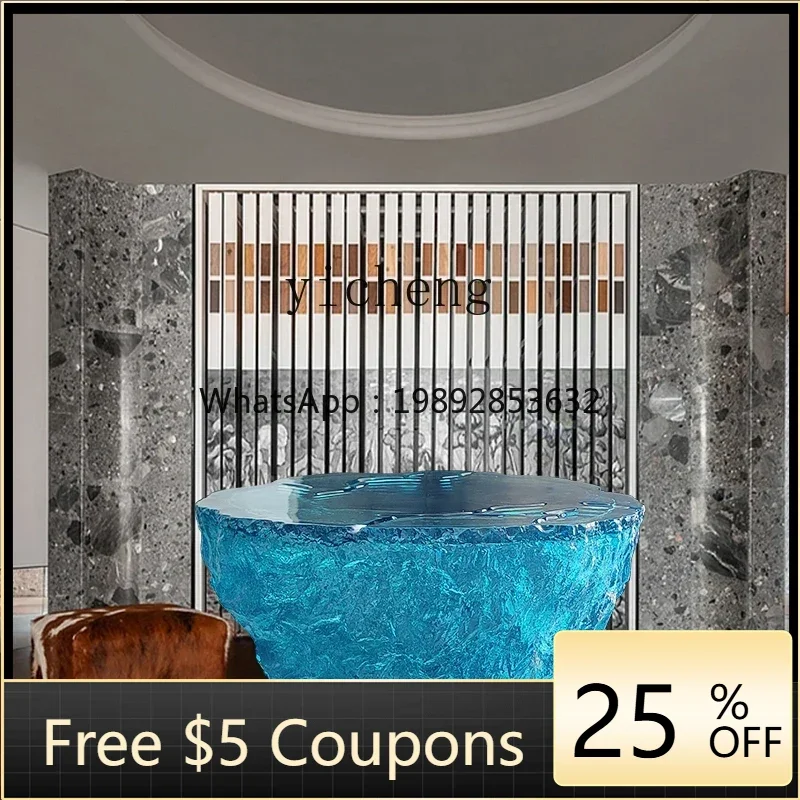 

C1 Resin Ocean Heart Coffee Table Hotel Living Room High Sense Art Round