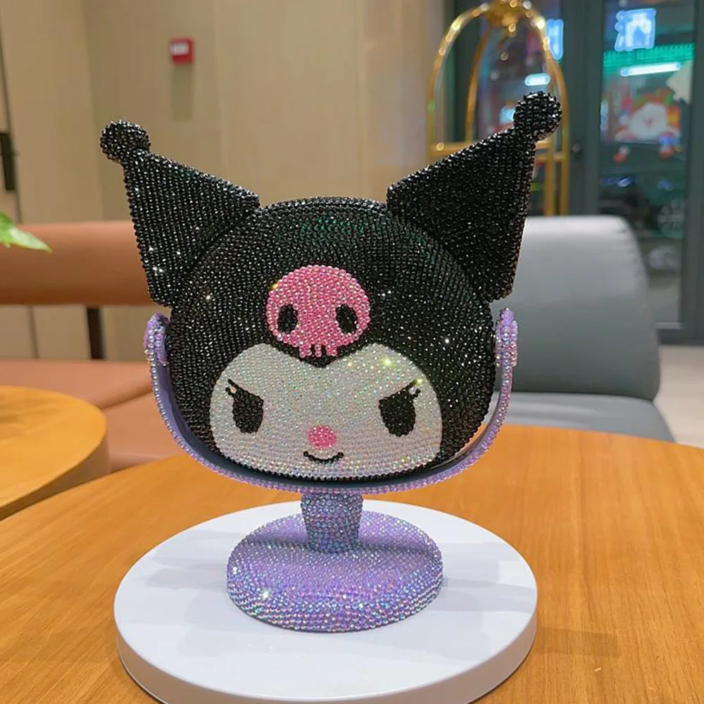 

Kawaii Vanity Mirror Cartoon Shiny Rhinestones Cute Beauty Handheld Mirror Diamond Pink Flip Lovely Birthday Gifts