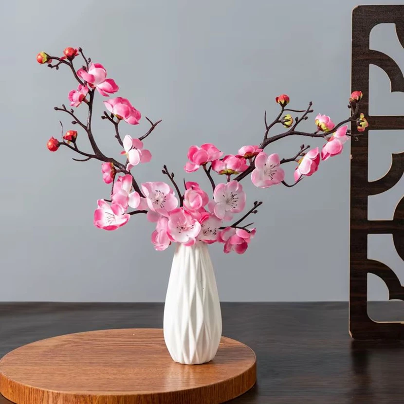 Artificial Flowers Spring Plum Blossom Peach Branch Silk Flowers for Home Wedding Cheap Decorations Festival Wreaths Accessories