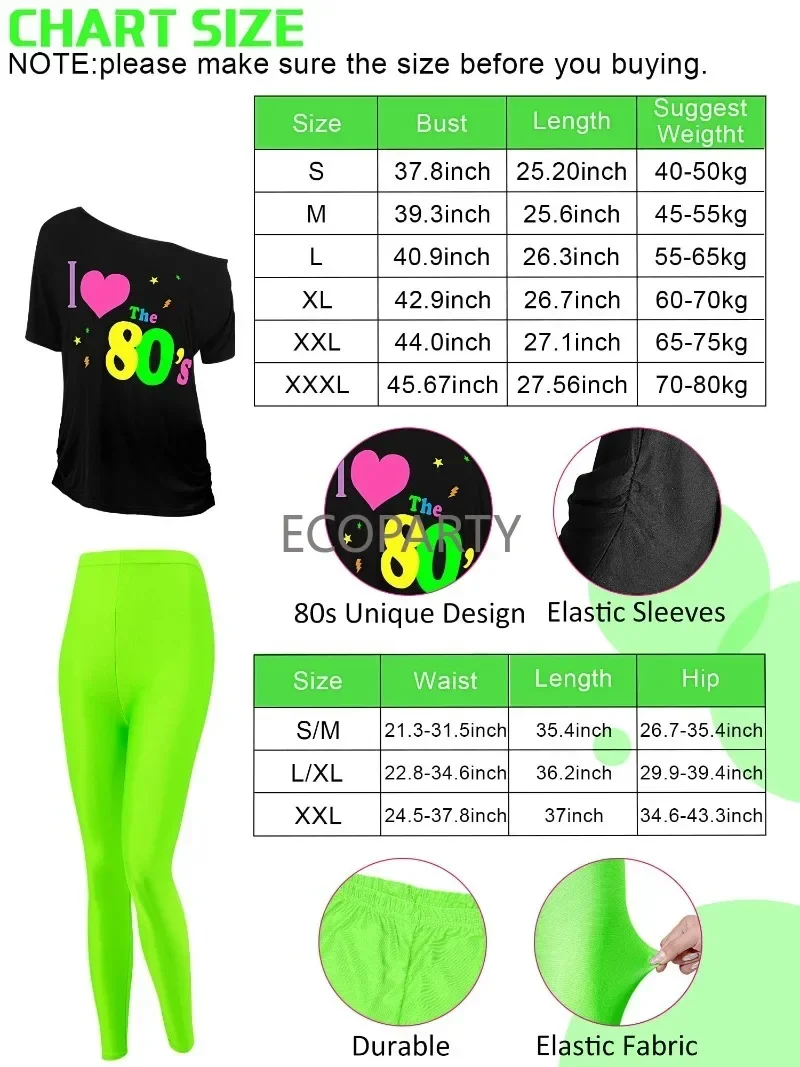 New Women 80s Costume Accessories Set for Halloween Cosplay Retro Party Costume Bracelets Fishing Nets Gloves Earring Necklace image 5