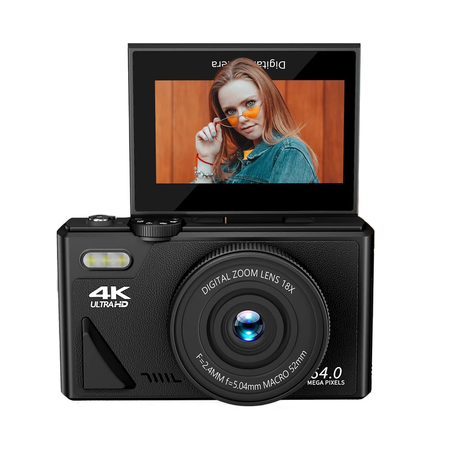 

3" Flip Screen 64MP Digital Camera for Photography 4K Video Vlogging Camcorder YouTube Webcam Cameras 18X Digital Zoom Camera