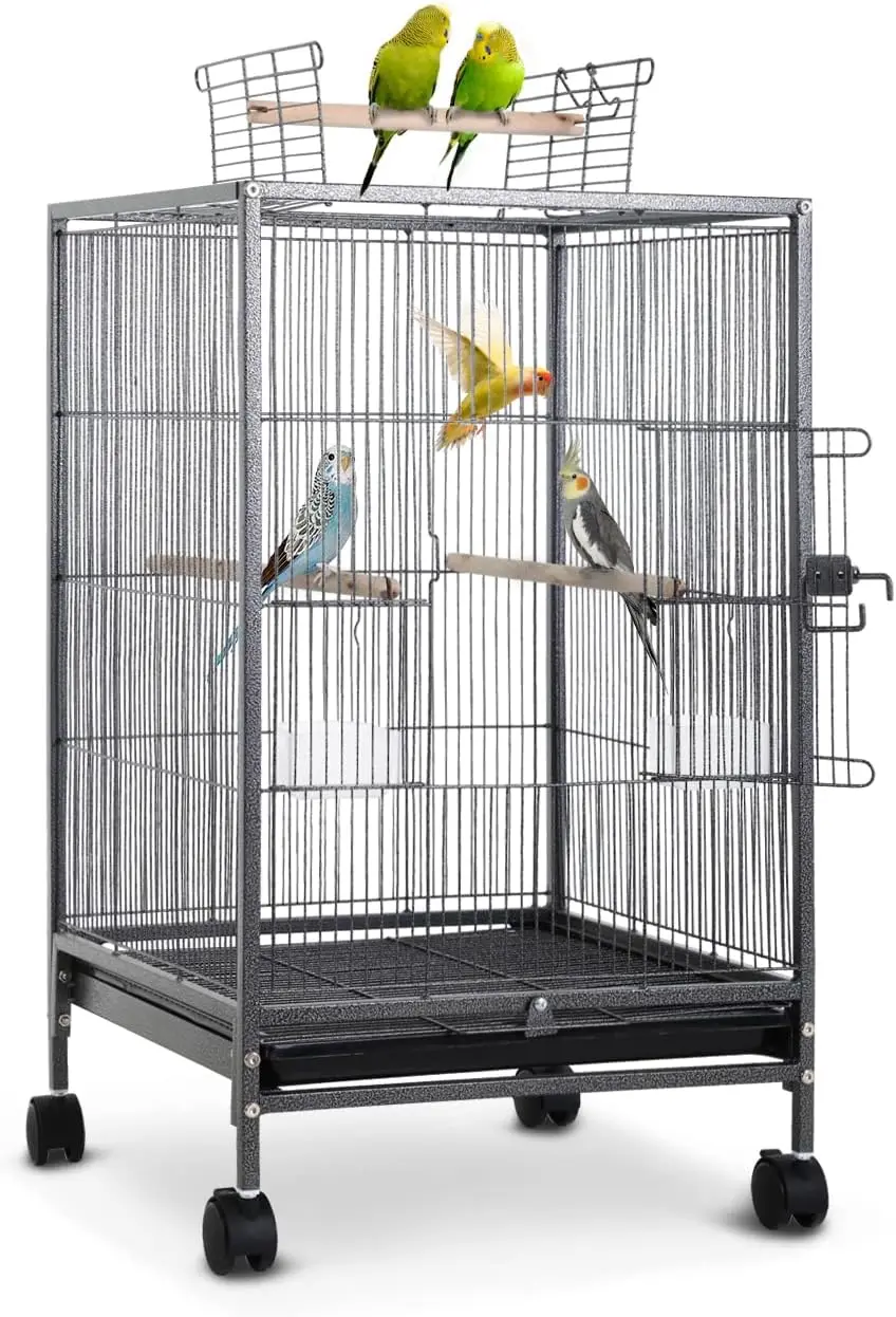 

Bird Cage 35 Inch Wrought Iron Birdcages Play Top Flight King Bird Cage for Parakeets Cockatiels Parrot Green Cheek Pigeons