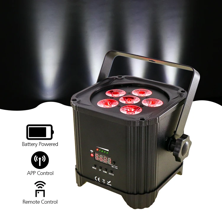 Par Light Wedding Stage Equipment Lamp for Dj Disco Party Uv Battery Stage Light Wifi Remote  6 *18W High Brightness LED  6 In1