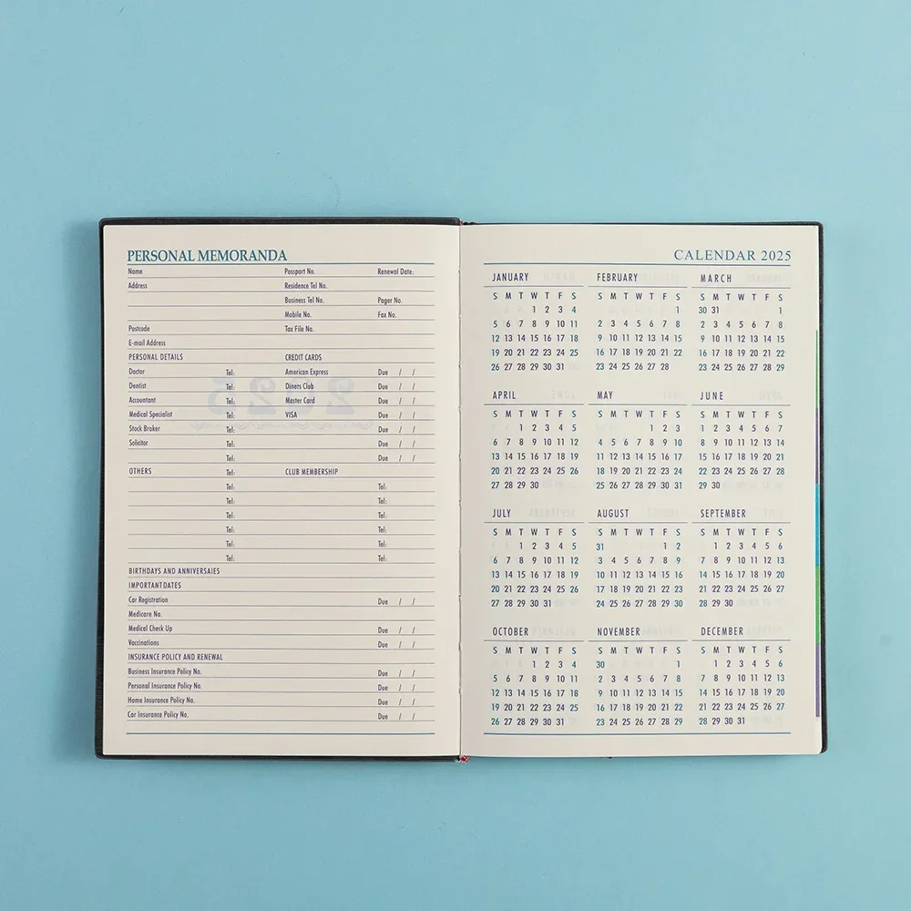 دفتر جدول غلاف 2025 مناسب جدًا لتخطيط تقويم مكتب المدرسة A5 للأعمال 365 يومًا