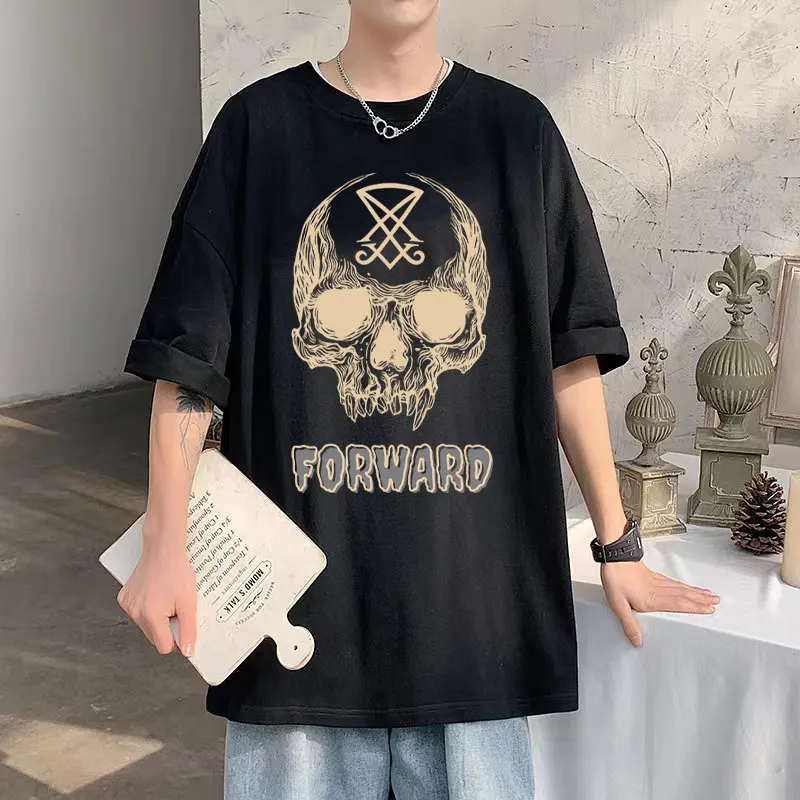 

Forward Observations Group Skeleton Print Tshirt Men Fashion Classic Streetwear Male Oversized Tees Mens Vintage Gothic T-shirts