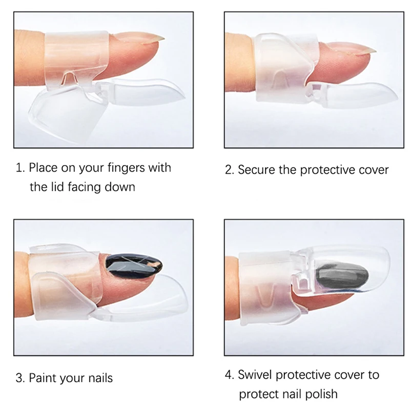 매니큐어 손가락 투명 보호 커버, 광택제 바니시 쉴드, 보호 클립 보호대, DIY 네일 아트 팁 도구, 10 개/세트