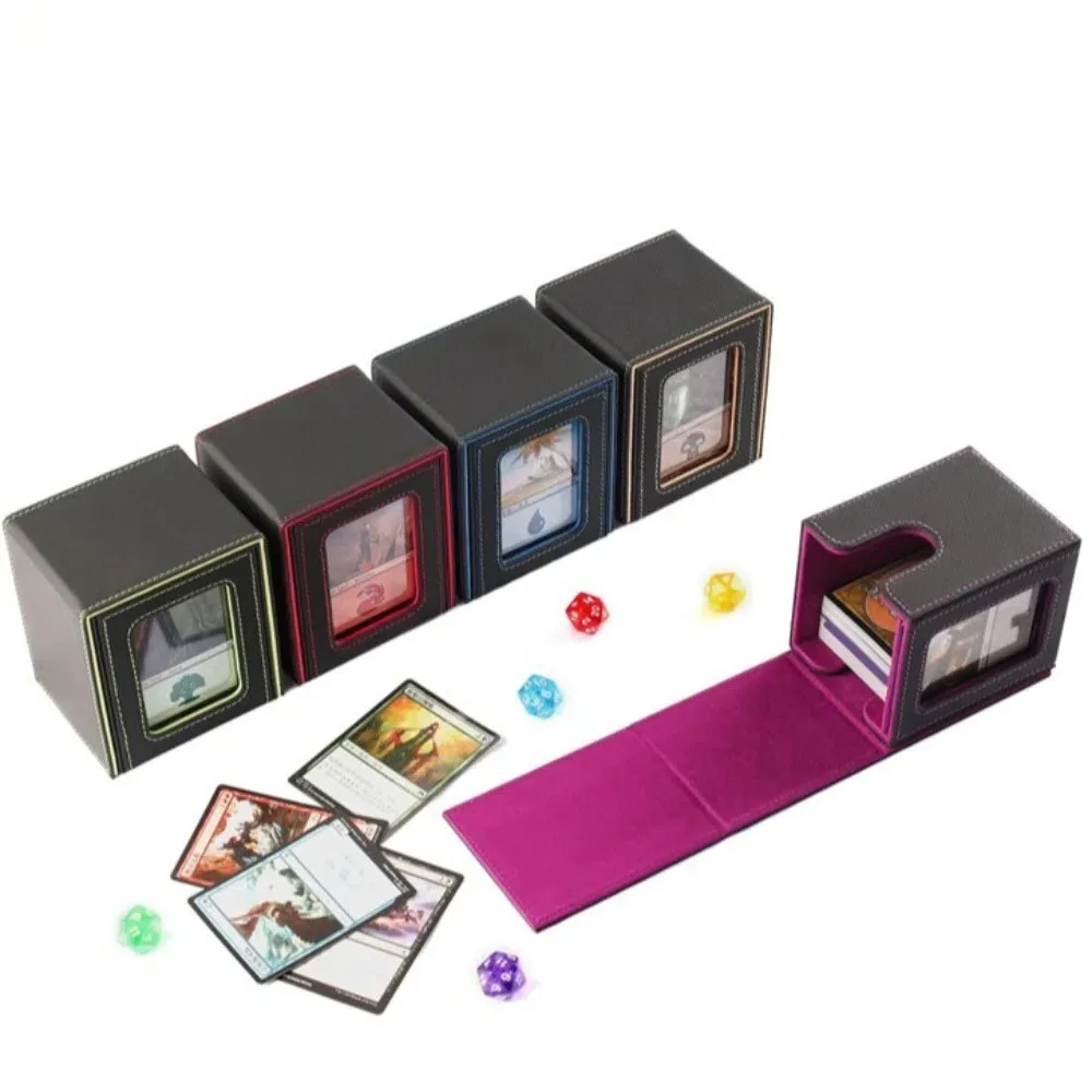 

Creative Window Display Card Box Multifunctional Convenient Separate Card Box Fits 100 Cards PU Leather Storage Card Case