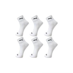 Original Puma Solid Color Logo Men's and Women's Socks Classic Casual Breathable Stub Barrel White Sports Socks 100002381-003