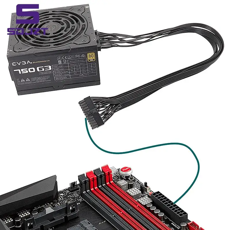 24Pin Computer Mainboard Power Socket For EVGA G2 G3 P2 T2 GS 10Pin 18Pin To 24Pin Module Cable