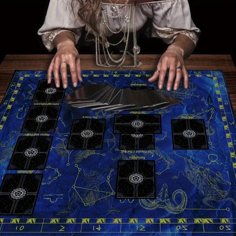 VIKAMA Blue Zodiac Zodiac Zodiac Tarot Tablecloth Altar Cloth for Divination Spiritual Meditation Room Decor Witchy Aesthetic