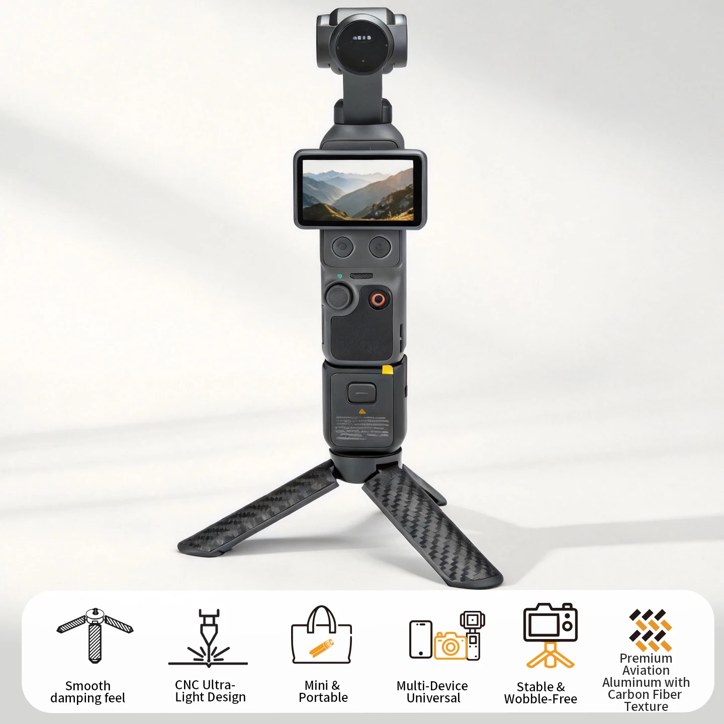 Aluminium Mini Tragbares Desktop-Stativ Handgriff für Gopro DJI Osmo Action 6 Pocket 3 Reise-Vlog-Stange – Detail 2
