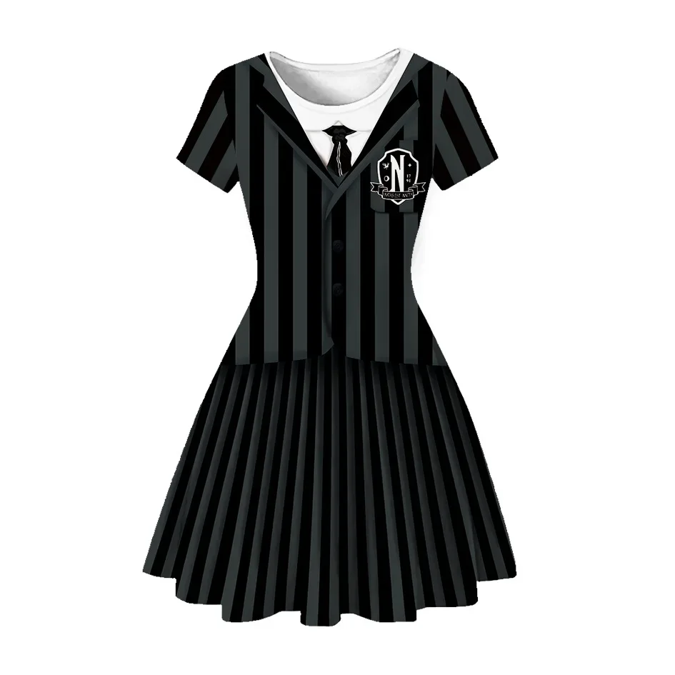 Movie Wednesday Cosplay Addams Costume Children Skirt  Uniform Dress Vestidos Kids Girls Halloween Carnival Party