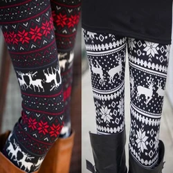 2023 New Christmas Leggings Elk Snowflake Pattern Women's High Waisted Workout Seamless Leggins Fitness Leggings Pants Trousers