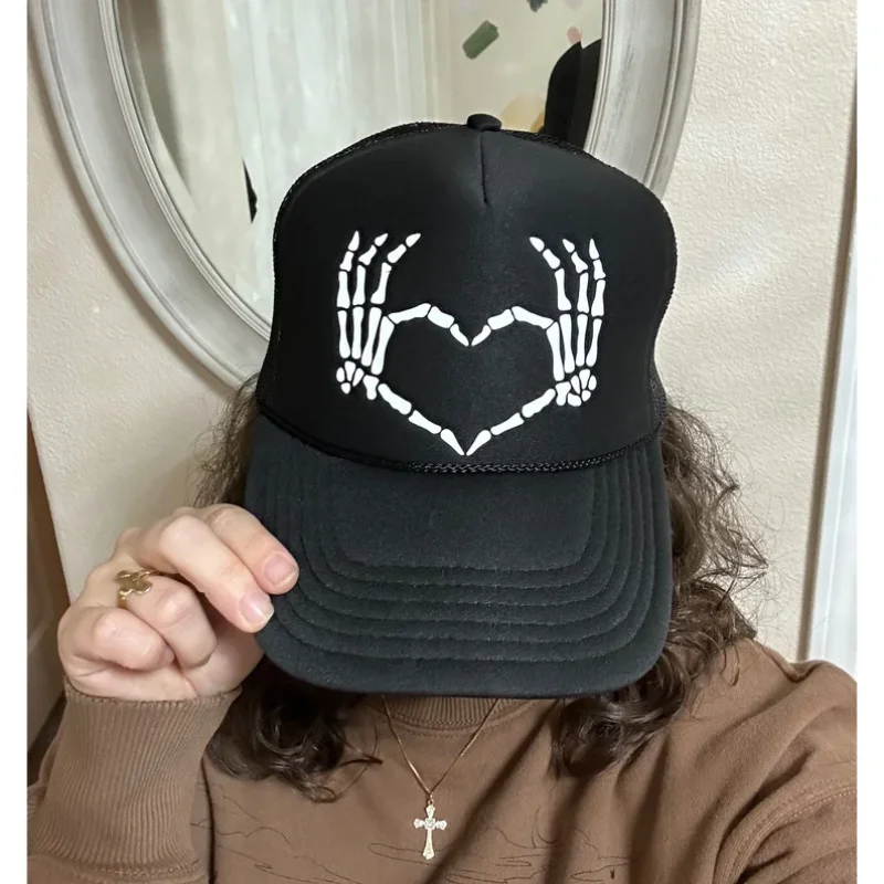 

1pc Skeleton Trucker Hat Spooky Halloween Skeleton Cap Festive Halloween Headwear Party Supplies Decoration Favo Gothic Hat