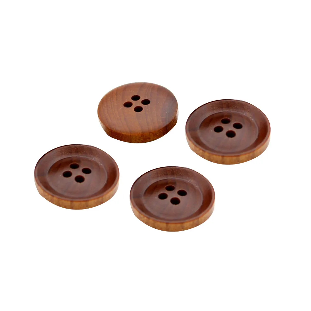 

10Pcs White Poplar Wood Buttons Round Concave Brown Four Hole Design Sewing Craft Accessories for Scrapbooking Knitting Handmade