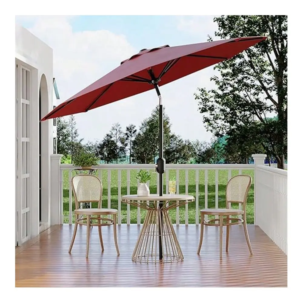 

Зонт для патио с 8 прочными спицами, уличный зонт для стола с ручкой-кривошипом и кнопкой наклона, зонт для бассейна, террасы, двора, сада