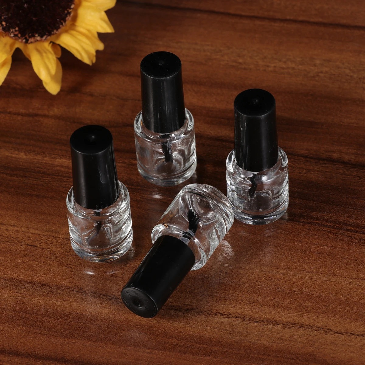 

20Pcs Empty Nail Polish Bottles Transparent Glass 5ml Black Brush Cap Portable Refillable Container DIY Custom Nail Polish