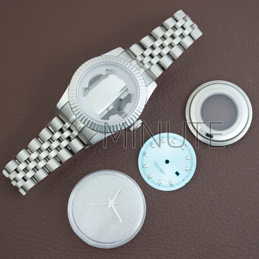 

33mm NH05 Case Women's Watch Stainless Steel Case Strap 24.5mm Dial Hands Sapphire Glass for NH05 Movement Watch Accessories