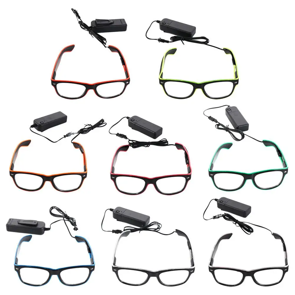 Novelty Gift Bright Light El Wire Glow Sunglasses Classic Light Up Neon Glasses Flashing Glasses Luminous Glasses Led Glasses